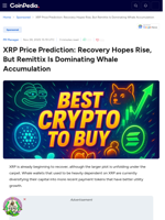 XRP Price Prediction: Recovery Hopes Rise, But Remittix Is Dominating Whale Accumulation