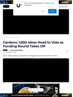 Cardano: 1,600 Ideas Head to Vote as Funding Round Takes Off - U.Today