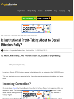 Is Institutional Profit-Taking About to Derail Bitcoin's Rally?