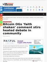 Bitcoin OGs ‘faith shaken’ comment stirs heated debate in community - The Crypto News Wire