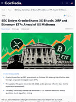 SEC Delays GraniteShares Bitcoin, XRP ETFs Ahead US Midterms