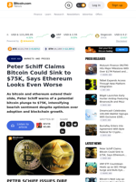 Peter Schiff Claims Bitcoin Could Sink to $75K, Says Ethereum Looks Even Worse – Markets and Prices Bitcoin News