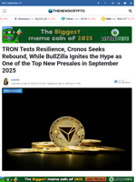 TRON Tests Resilience, Cronos Seeks Rebound, While BullZilla Ignites the Hype as One of the Top New Presales in September 2025