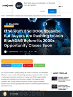 Ethereum and DOGE Stabilize, But Buyers Are Rushing to Join BlockDAG Before Its 2000x Opportunity Closes Soon | Live Bitcoin News