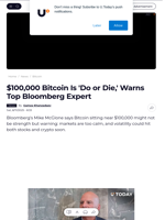 $100,000 Bitcoin Is 'Do or Die,' Warns Top Bloomberg Expert - U.Today