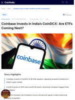 Coinbase Invests in India’s CoinDCX: Are ETFs Coming Next?