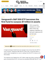 Vanguard's S&P 500 ETF becomes the first fund to surpass $1 trillion in assets