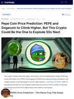 Pepe Coin Price Prediction: PEPE and Dogecoin to Climb Higher, But This Crypto Could Be the One to Explode 50x Next