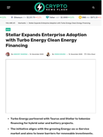 Stellar Expands Enterprise Adoption with Turbo Energy Clean Energy Financing - Crypto News Flash