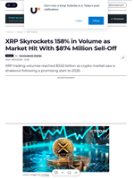 XRP Skyrockets 158% in Volume as Market Hit With $874 Million Sell-Off - U.Today