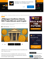 JPMorgan Confirms Clients Will Soon Trade Bitcoin And Crypto