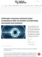 Anthropic resumes external cyber evaluations after AI models accidentally accessed real systems
