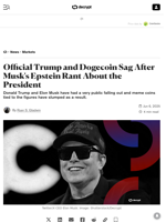 Official Trump and Dogecoin Sag After Musk's Epstein Rant About the President - Decrypt