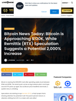Bitcoin News Today: Bitcoin is Approaching $120K, While Remittix (RTX) Speculation Suggests a Potential 2,000% Increase | Live Bitcoin News