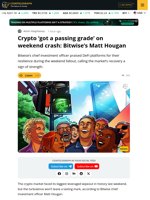 Crypto ‘Got a Passing Grade’ on the Weekend Crash: Bitwise CIO Matt Hougan