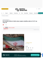 Iran missile strike in Haifa raises regime stability odds to 13.5% by June 30