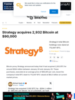 Strategy acquires 2,932 Bitcoin at $90,000