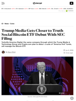 Trump Media Gets Closer to Truth Social Bitcoin ETF Debut With SEC Filing - Decrypt