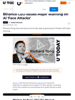 Binance CEO Issues Major Warning on AI 'Face Attacks'