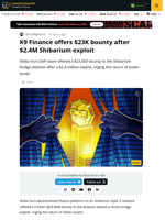 K9 Finance Offers $23K Bounty After $2.4M Shibarium Bridge Exploit