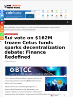 Sui vote on $162M frozen Cetus funds sparks decentralization debate: Finance Redefined - The Crypto News Wire