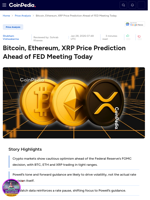 Bitcoin, Ethereum, XRP Price Prediction Ahead of FED Meeting Today