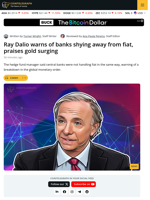 Ray Dalio Warns of Banks Shying away from Fiat, Praises Gold Surging