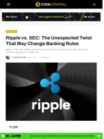 Ripple vs. SEC: The Unexpected Twist That May Change Banking Rules - CoinCentral