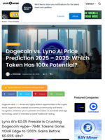 Dogecoin vs. Lyno AI Price Prediction 2025 – 2030: Which Token Has 100x Potential? | Live Bitcoin News