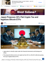 Japan Proposes 20% Flat Crypto Tax and legalizes Bitcoin ETFs