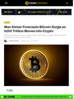 Max Keiser Forecasts Bitcoin Surge as $250 Trillion Moves into Crypto - CoinCentral