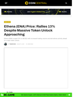 Ethena (ENA) Price: Rallies 13% Despite Massive Token Unlock Approaching - CoinCentral