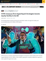 HYPE treasury firm Hyperliquid Strategies boosts equity facility to $2.5B