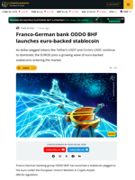 ODDO BHF Launches Euro-Backed Stablecoin