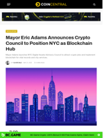Mayor Eric Adams Announces Crypto Council to Position NYC as Blockchain Hub - CoinCentral