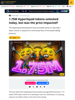 Hyperliquid Team Confirms 1.75M HYPE Tokens Unlocked Today