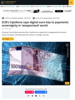 ECB’s Cipollone Says Digital Euro Key to Europe’s Control Over Payments