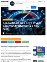 Geopolitical Fears Drive Crypto Community Chatter to a New Peak | Live Bitcoin News