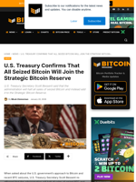 U.S. Treasury: All Seized Bitcoin To Join Strategic Reserve