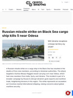 Russian missile strike on Black Sea cargo ship kills 5 near Odesa