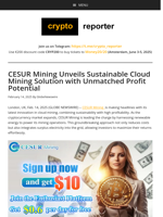 CESUR Mining Unveils Sustainable Cloud Mining Solution with Unmatched Profit Potential