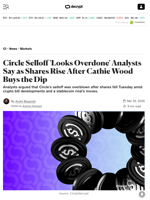 Circle Selloff 'Looks Overdone' Analysts Say as Shares Rise After Cathie Wood Buys the Dip - Decrypt
