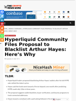 Hyperliquid Community Files Proposal to Blacklist Arthur Hayes: Here’s Why - The Crypto News Wire