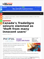 Canada’s TradeOgre seizure slammed as ‘theft from many innocent users’ - The Crypto News Wire