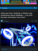 Ethereum Price Outlook as Whales and Institutions Boost Holdings