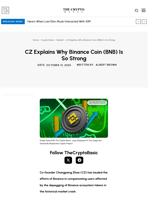 CZ Explains Why Binance Coin (BNB) Is So Strong