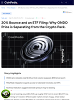 20% Bounce and an ETF Filing: Why ONDO Price is Separating from the Crypto Pack.