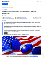 US Government Owns 15% Of Purported Bitcoin Stash