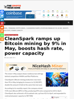 CleanSpark ramps up Bitcoin mining by 9% in May, boosts hash rate, power capacity - The Crypto News Wire