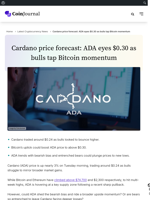 Cardano price forecast: ADA eyes $0.30 as bulls tap Bitcoin momentum - CoinJournal